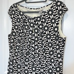 Wisp Woman Geometric Fit & Flair Spring Dress Women’s 16W White Black Blue